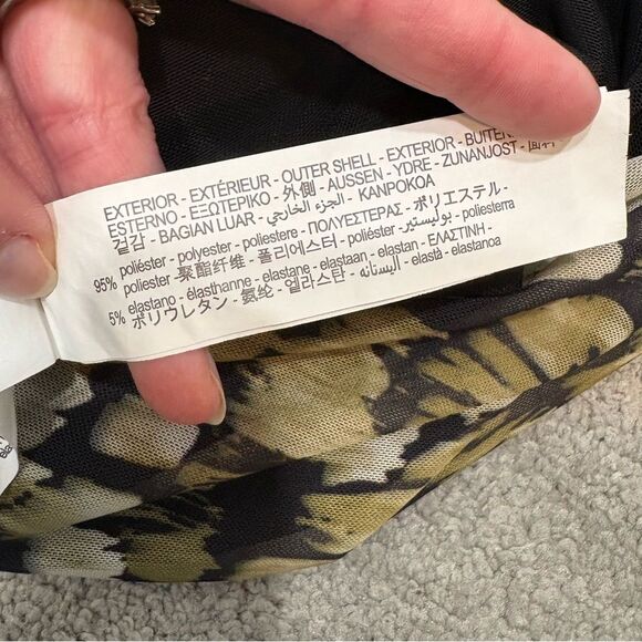 ZARA Green and Black Printed Tulle Ruched Bodycon Dress Size S - Picture 11 of 14